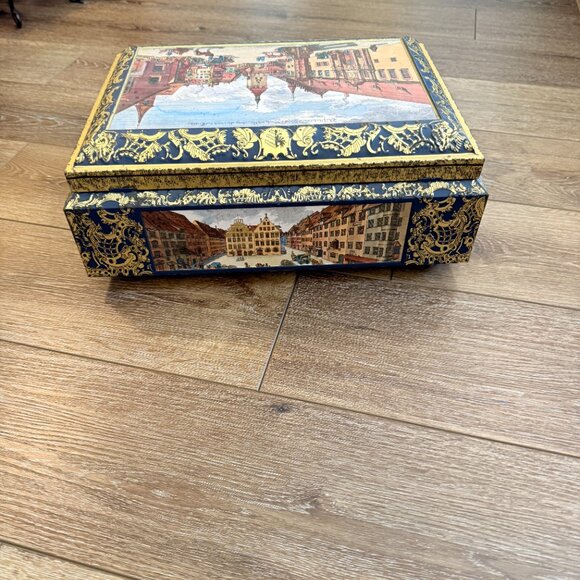 Large Vintage E. Otto Schmidt Cookie Tin Made in Germany - Picture 6 of 15